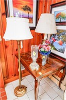 Brass Style Floor Lamp; Brass Table Lamp and
