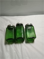 Green depression glass shakerS