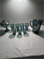 Blue carnival glass