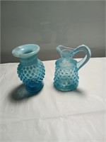 Blue hobnail glass