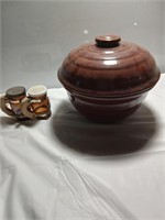 Vintage St0ne bowl w lid Vintage salt and pepper