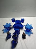Vintage cobalt blue Mini lanterns missing the