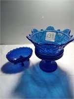 Vintage cobalt bolt blue candy dishes.