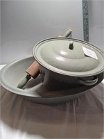 Vintage green enamel ware