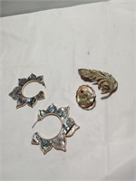 Vintage gold plated jewelry with abalone.
