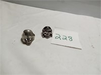 2 Vintage skull rings