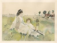 Berthe Morisot pochoir "Jeune femme et enfant"