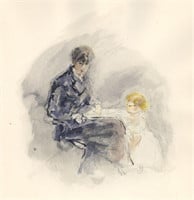 Berthe Morisot pochoir "Berthe Morisot et sa fille