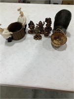 Candle holders, and figurine basket