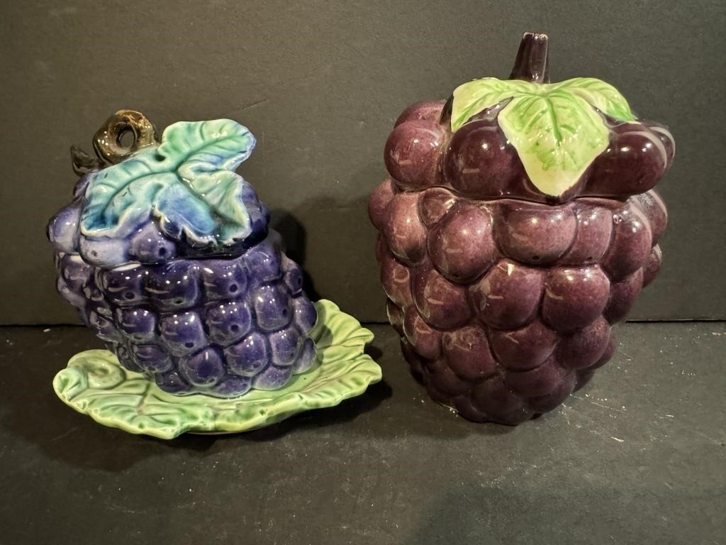 2-Vintage Grape Canisters