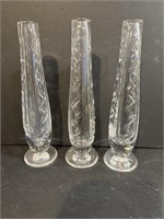 Three Cut Glass Vases