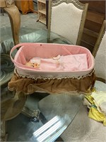 Antique doll with crib