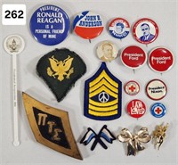 Political Buttons, Military Insignia