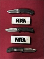 3 FRIENDS OF NRA FOLDING POCKET KNIVES