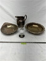 Silver plated lot with sterling compote