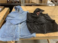 Jean jacket woman’s 2X button up w hood/black zip