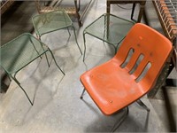 School Chair, metal mesh patio tables