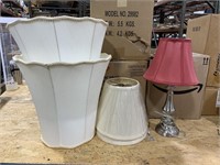 4 lamp shades and lamp