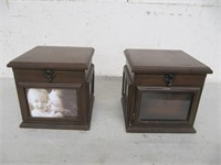 2 NEWER WOOD KEEPSAKE PICTURE BOXES