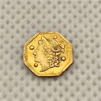 1854 Gold 1/4 Dollar Indian Princess Coin