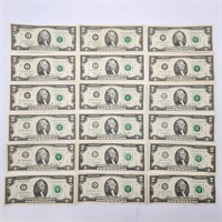 $2 Federal Reserve Notes Asstd Dates (18)