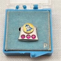 10K Gold Blue Bell Pin w/ Rubies