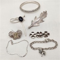 Silver Vintage Jewelry + Alpaca Pin