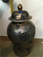 Large silver and gold with black vintage urn