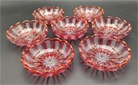 Set of 7 Texas Pattern Ruby-Flashed Berry Bowls