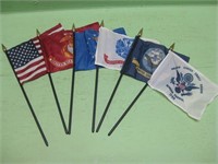 10.5" US & Five Assorted Armed Forces Flags