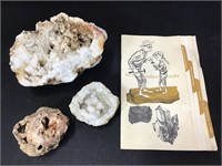 3 Geode Specimens & Rock Collector Booklet