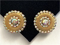 Vintage Statement Earrings Prong Set Aurora
