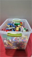 Tote with lid full of legos