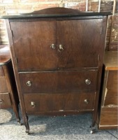 Antique/Vintage Wood Dresser 31.5” x 19” x 50”