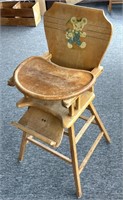 Vintage Wood High Chair 17.5” x 19” x 40”