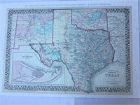S.A Mitchell`s 1876 County Map of TEXAS