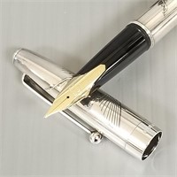 Namiki sterling silver crane fountain pen with 18K