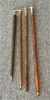 Canes/Walking Sticks : (3) Metal Topped and (1)