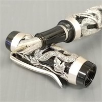 Snake motif overlay fountain pen with iridium