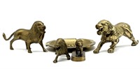 Brass Tigers, Lions and Ash Tray 3.5” Tall and