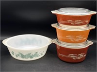 Pyrex Autumn Harvest Bowls with Lids and Glasbake