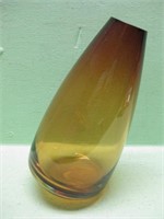 Vintage 14" Nambe Sunset Amber Tilted Vase