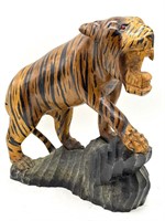Wood Carved Tiger 14” x 14.5”