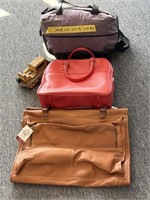 Piel Leather Garment Bag, Red Handbag, Dirty and