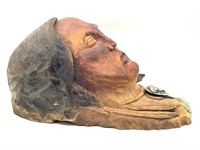 Wood Carved Native American Head 20” x 11” x 10”