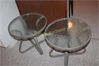 2 Glass/Metal Patio Side Tables