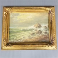 W.A. Carson signed ornately framed oil painting on