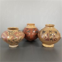 3 Southwest decorated pots - 1 signed Genoveva