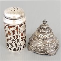 Ornate sterling inkwell weighing approx. 6 ounces