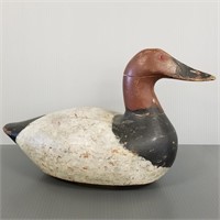 Carved wooden duck decoy with glass eyes &